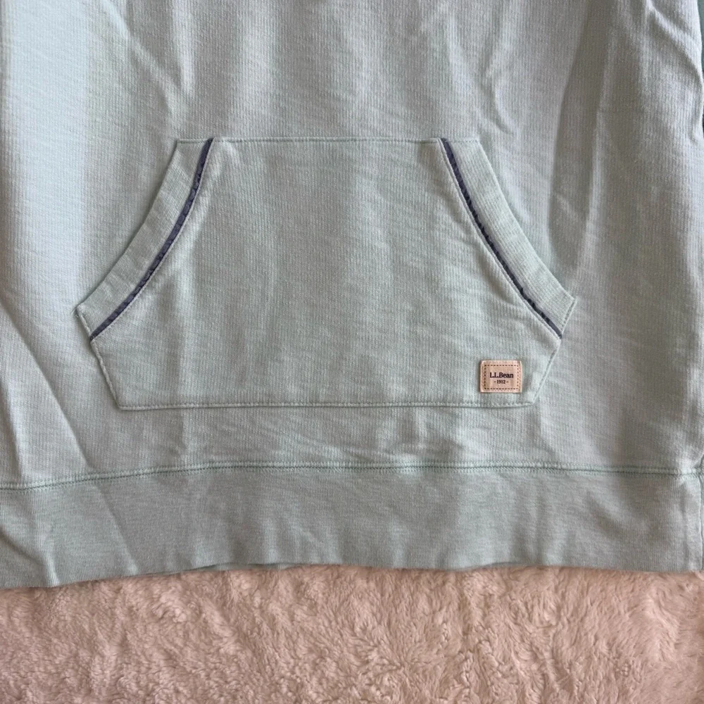 LL Bean Organic Cotton Quarter Zip Sweatshirt Women's Small Blue Nautical Travel - Picture 3 of 8